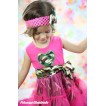Hot Pink Camouflage Tutu Ruffles Tank Top & Camouflage Heart Print & Pant Set & Hot Pink Headband Camouflage Satin Bow P057